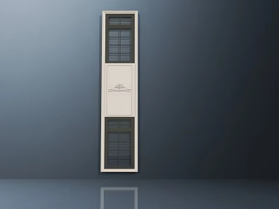 White Vertical Casement Window With Double Glass Panels And Decorative Middle Panel 3d model