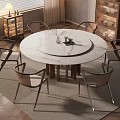Modern Round Dining Table Set With Wooden Metal Legs And Stylish Upholstered Chairs