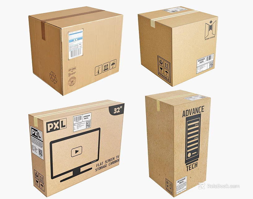 Decorative Ornament Set With Multiple Cardboard Boxes Packaging For Home Decoration 3d model 