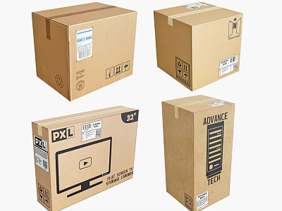 Decorative Ornament Set With Multiple Cardboard Boxes Packaging For Home Decoration 3d model