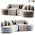 Modern Curved Sectional Sofa Design With Soft Throw Pillows And Cozy Blanket 3d model
