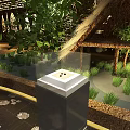 Decorative Exhibition Hall With Display Items And Unique Floor Design 3d model