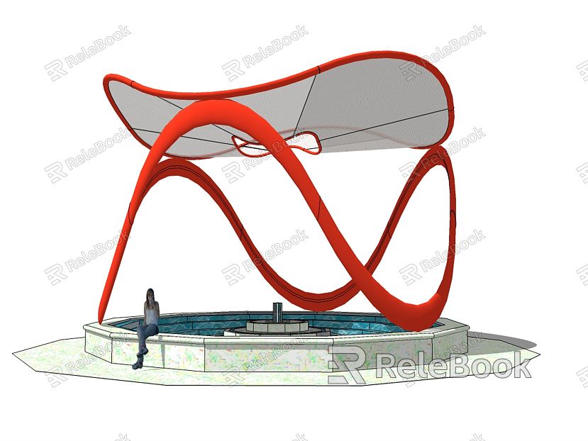 Modern tensioned membrane pavilion special-shaped creative landscape structure model