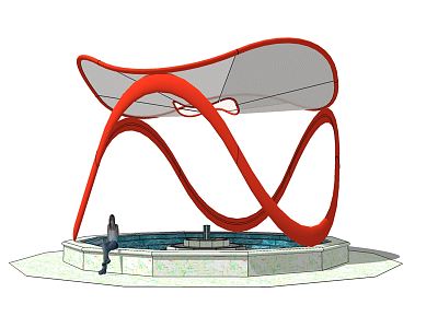 Modern tensioned membrane pavilion special-shaped creative landscape structure 3d model