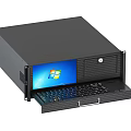 Black Industrial Computer With Pull Out Keyboard And Windows Screen Interface 3d model