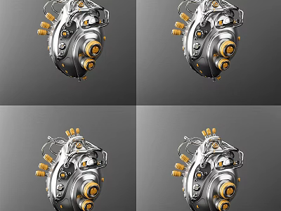 Precision Medical Device With Metal Structure Yellow Components And Multiple Angles 3d model