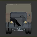Vintage Blue Military Style Truck With Canvas Cover And Wooden Cargo Bed