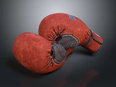 Pair Of Red Boxing Gloves As Essential Sports Equipment For Training 3d model