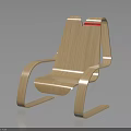 Ergonomic Wooden Rocking Chair With Curved Armrests And Smooth Natural Texture