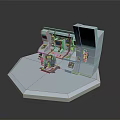 Technical Equipment Model With Octagonal Platform And Control Panel Setup