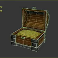 Open Wooden Chest With Gold Coins Inside And Metal Trim Accents