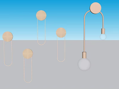Stylish Modern Wall Lamps With Various Designs Circular Base And Light Bulbs 3d model