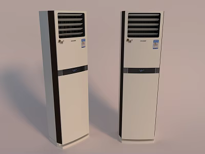Two Floor Standing Air Conditioner Fans With Modern White And Black Design 3d model