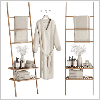 Antique bath products toiletries toilet storage rack bathrobe towel shampoo clothes hook 3d model