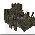 Modern Rock Structure Design With Stone Stairs Moss Covered Rocks Green Plants And Broken Elements