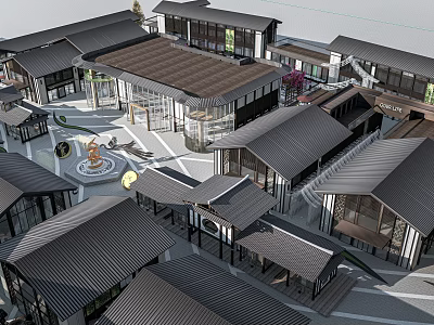 New Chinese Commercial Street, Ancient Architecture, Commercial Architecture, Ancient Town, Architecture, Commercial Town 3d model