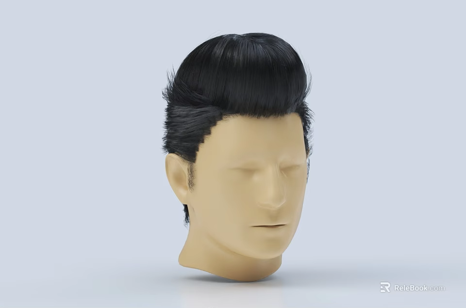 Game and Movie Character Black Spiky Hairstyle Design on Mannequin Head 3d model 