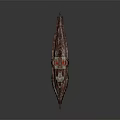 Rusty Futuristic Submarine With Yellow Lights Metallic Mechanical Details And Worn Texture