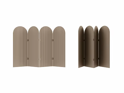 Modern Folding Room Divider With Arch Top And Vertical Stripes Design 3d model