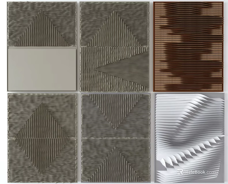 Modern Wall Decor With Geometric Patterns Textured Panels And Abstract Shapes 3d model 