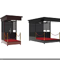 Modern Security Guard Booths Brown And Black With Red Carpet And Golden Railings