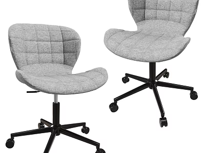 Ergonomic Gray Quilted Office Chair With Swivel Wheels And Black Base 3d model