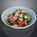 Fresh Healthy Salad Bowl with Lettuce Tomato Red Onion and Feta Cheese