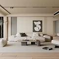Modern Minimalist Living Room With Sofas Coffee Table And Art 3d model