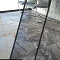 Modern Marble Texture Tile Floor Interior With Gray Beige Pattern And Metal Chair Legs