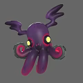 Purple Aquatic Octopus with Yellow Eyes and Red and Green Tentacles in 3D Model Design