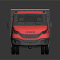 Pink Double Cab Truck With Open Cargo Bed And Yellow Railings 3D Rendering