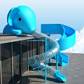 Fun Blue Elephant Shaped Outdoor Kids Playground Equipment With Spiral Slide