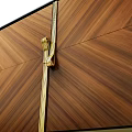 Elegant Wooden TV Cabinet With Geometric Pattern Gold Handles And Black Legs