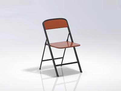 Modern Folding Leisure Chair With Black Frame And Orange Seat Backrest Simple Design 3d model