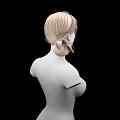 Realistic 3D Female Game And Movie Character With Blonde Bun Hairstyle Upper Body
