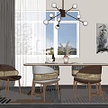 Nordic Dining Table and Chair Combination 3d model