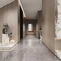 Luxurious Entryway Design With Marble Accent Wall Wooden Paneling And White Curved Console Table