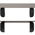 Modern Minimalist Dining Table With Grey Top And Black Curved Legs Design
