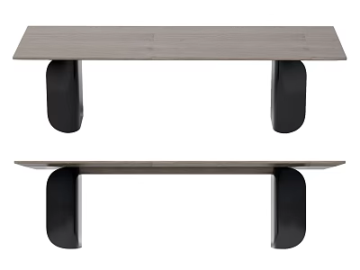 Modern Minimalist Dining Table With Grey Top And Black Curved Legs Design 3d model