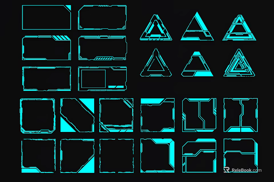 Modern Geometric Pendants Collection With Triangular Square And Rectangular Shapes 3d model