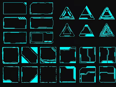 Modern Geometric Pendants Collection With Triangular Square And Rectangular Shapes 3d model