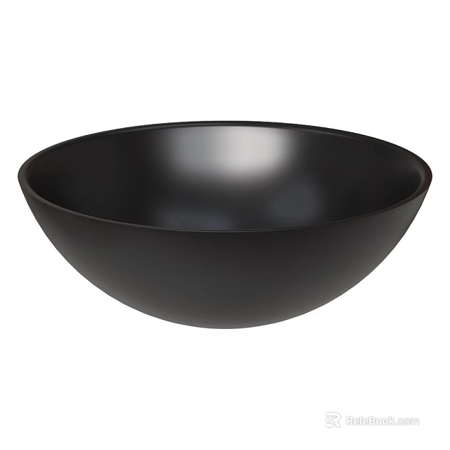Black Bowl Shaped Washbasin with Smooth Glossy Surface and Modern Design 3d model 