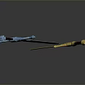 Crossed Swords Featuring Blue Gold Hilts And Orange Blue Blades With Reflection