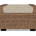 Elegant Rattan Sofa Bench With Neutral Cushion And Black Legs