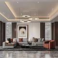 Modern Dining Living Room Interior Design With Marble Dining Table Sofa And Wine Cabinet