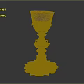 Elegant Golden Decorative Goblet with Intricate Carved Detailing and Ornate Base as Household Decor Item