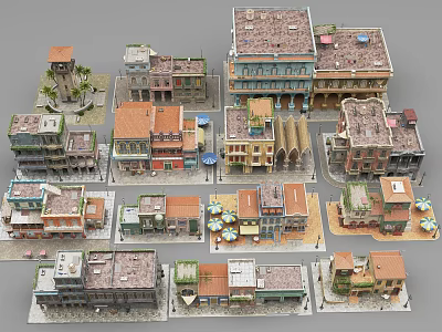 Diverse Miniature Building Models With Various Architectural Styles And Street Details 3d model