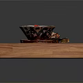 Appetizing Food With Two Bowls Of Soup And Grilled Meat Served On Wooden Cutting Board