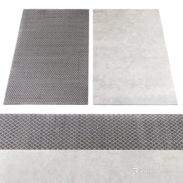 Modern Square Rugs With Dark And Light Colored Geometric Lattice Patterns 3d model 