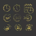 Time mark timer clock time scale 24 hours 24 hours 3d model